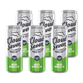Six cans of Cloud Seven Hard Seltzer Mojito Borneo Lime on a white background